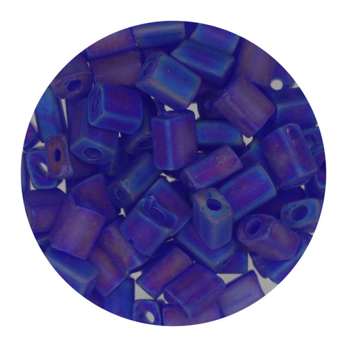 Rectangle Beads 5mm x 3mm Czech Glass Cobalt Blue Matte Rainbow