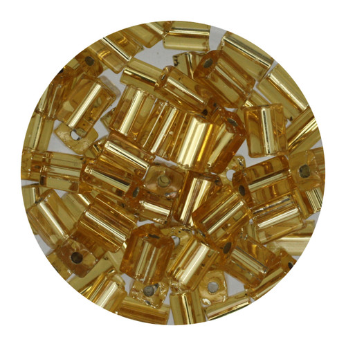 Rectangle Beads 5mm x 3mm Czech Glass Light Gold Silver Lined