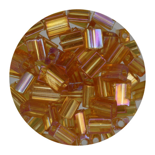 Rectangle Beads 5mm x 3mm Czech Glass Topaz Transparent Rainbow