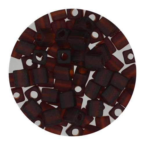 4mm Japanese Glass Cube Beads Dark Brown Matte