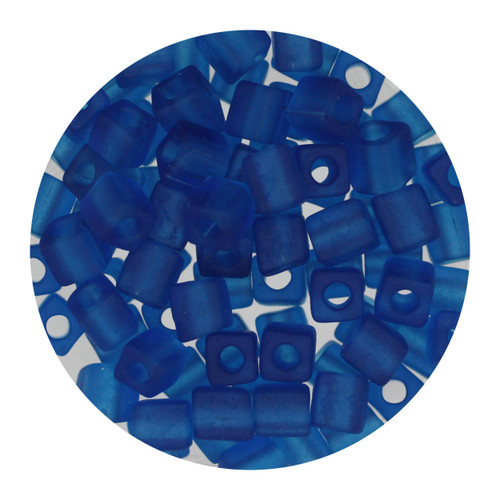 4mm Japanese Glass Cube Beads Aqua Blue Matte