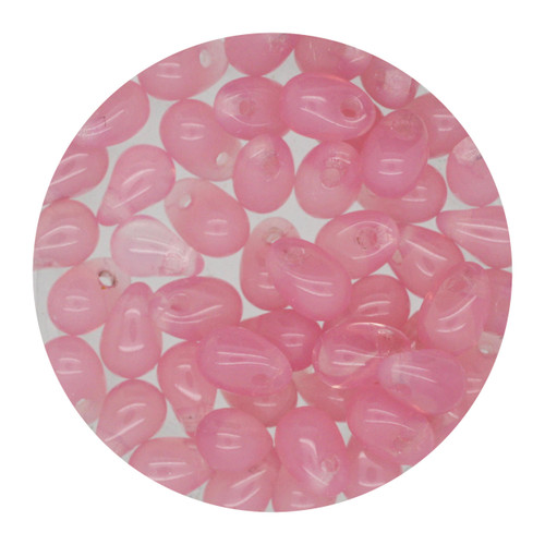 6x4mm Czech Glass Teardrop Opal Rose