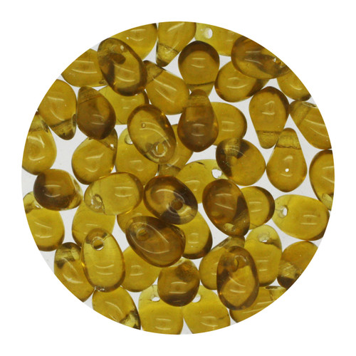 6x4mm Czech Glass Teardrop Transparent Olive Brown