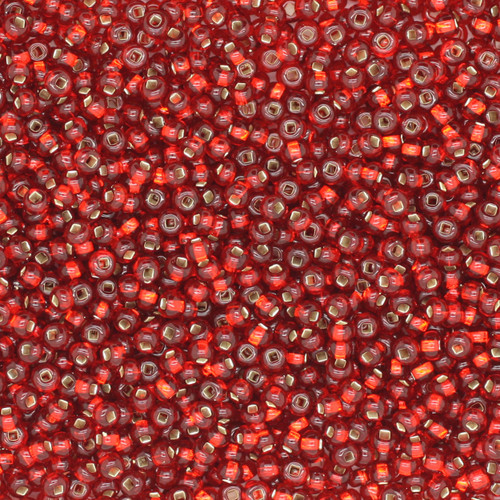 10/0 Czech Glass Seed Beads Silver Lined Red