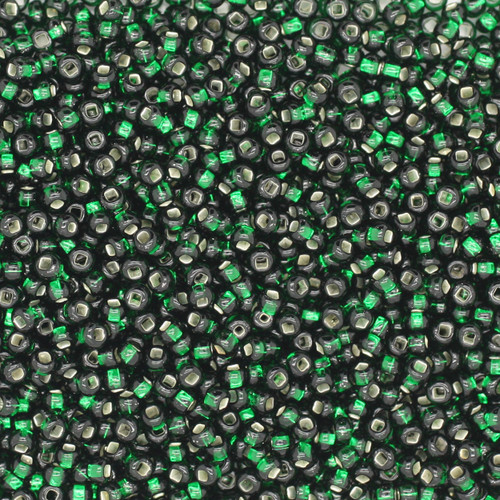 10/0 Czech Glass Seed Beads Silver Lined Green