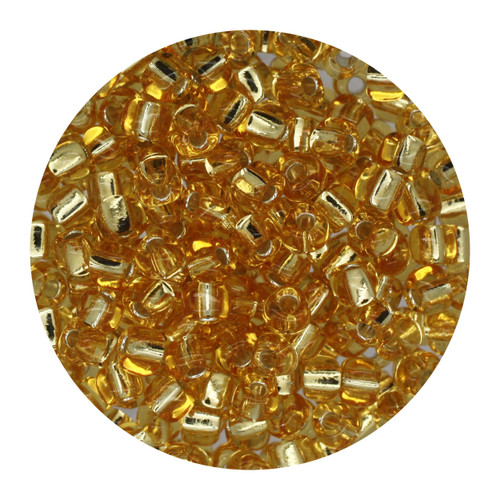 8/0 Japanese Glass Triangle Beads Silver Lined Gold