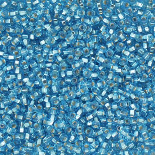 10/0 Czech Glass Seed Beads Silver Lined Aqua Blue
