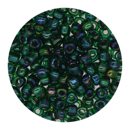 8/0 Japanese Glass Triangle Beads Lined Green/Green