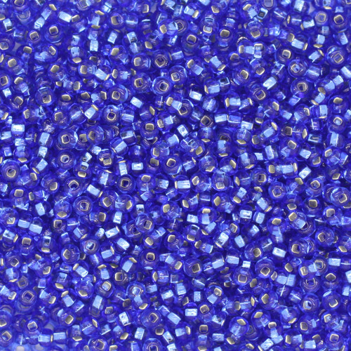 10/0 Czech Glass Seed Beads Silver Lined Medium Blue