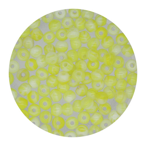 Yellow White Swirl 3mm Round Czech Glass Beads