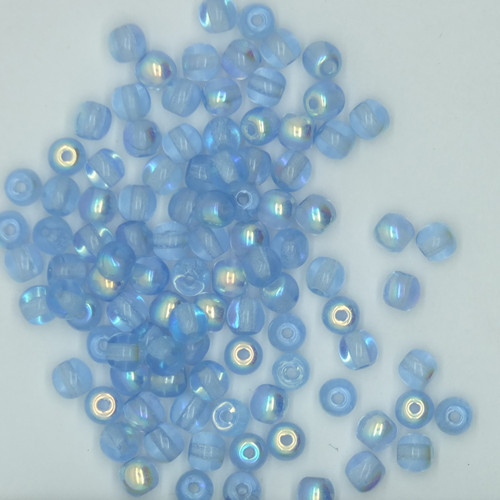 4mm Rainbow Glass Czech Beads Light Sapphire