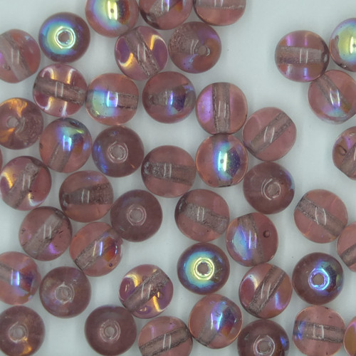 6mm Rainbow Glass Czech Beads Light Amethyst