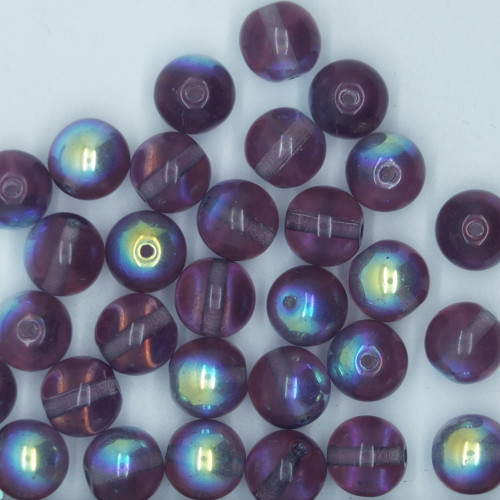 8mm Rainbow Glass Czech Beads Amethyst
