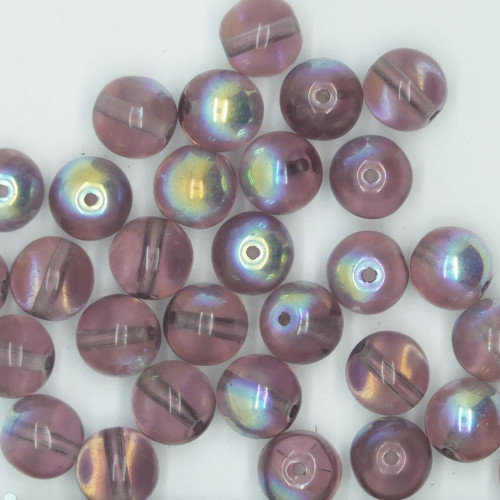 8mm Rainbow Glass Czech Beads Light Amethyst