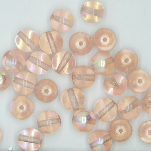 8mm Rainbow Glass Czech Beads Rose Pink