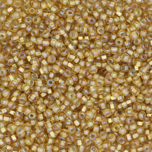 10/0 Czech Glass Seed Beads Silver Lined Rainbow Amber