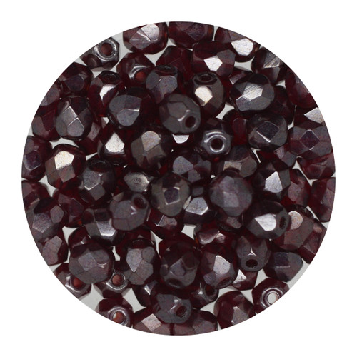 4mm Czech Fire Polished Beads Garnet Luster