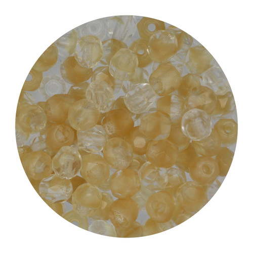 4mm Czech Fire Polished Beads Crystal/Caramel Two-Tone