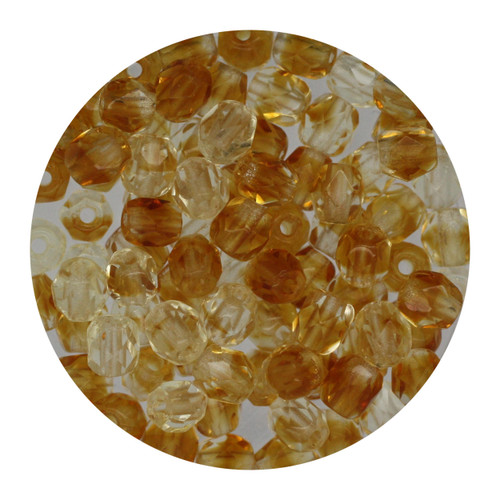 4mm Czech Fire Polished Beads Crystal/Topaz Two-Tone