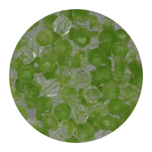 4mm Czech Fire Polished Beads Crystal/Peridot Two-Tone