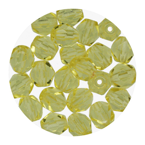 6mm Czech Fire Polished Beads Light Yellow Transparent
