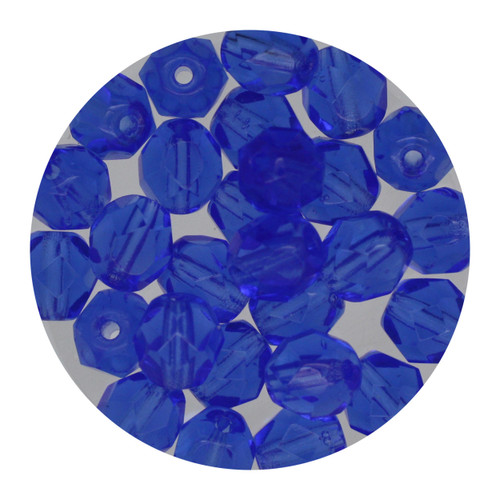 6mm Czech Fire Polished Beads Sapphire Transparent