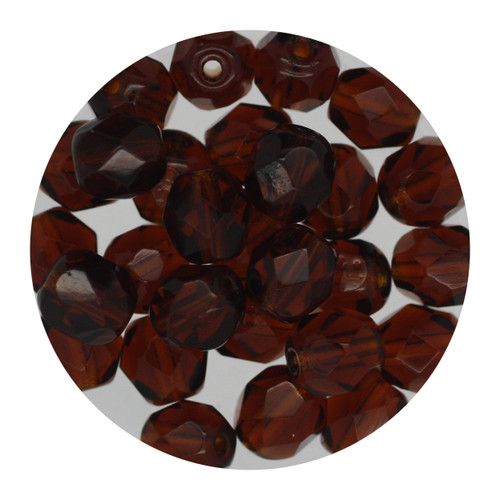 6mm Czech Fire Polished Beads Smoke Topaz Transparent
