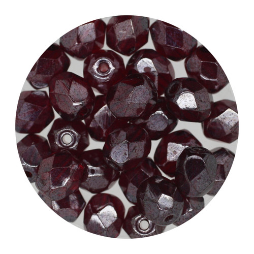 6mm Czech Fire Polished Beads Garnet Luster