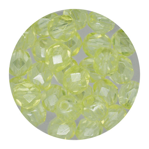 6mm Czech Fire Polished Beads Light Yellow Luster