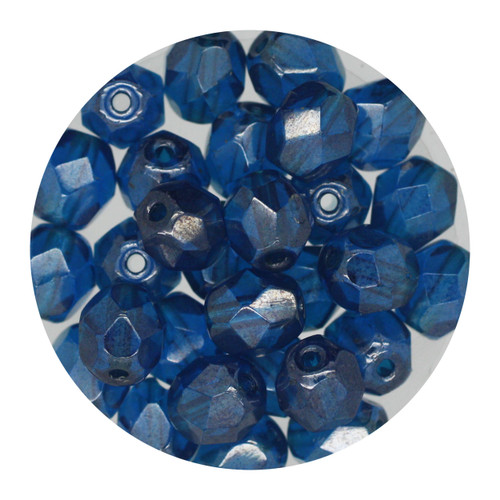 6mm Czech Fire Polished Beads Capri Blue Luster