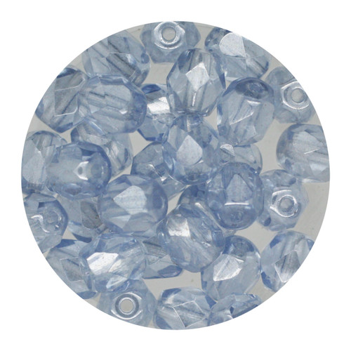 6mm Czech Fire Polished Beads Light Sapphire Luster