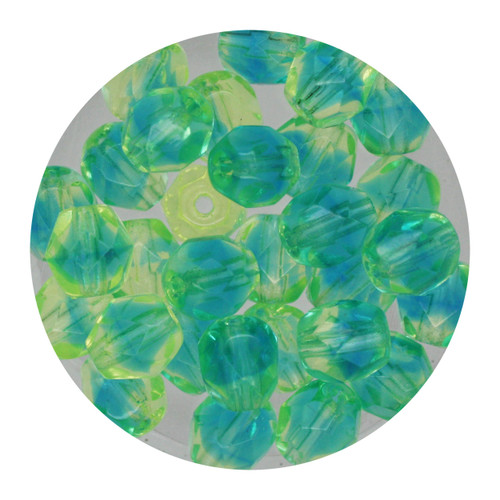 6mm Czech Fire Polished Beads Lime/Aqua Two-Tone