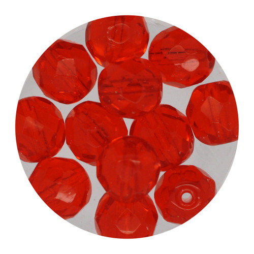 8mm Czech Fire Polished Beads Orange Transparent