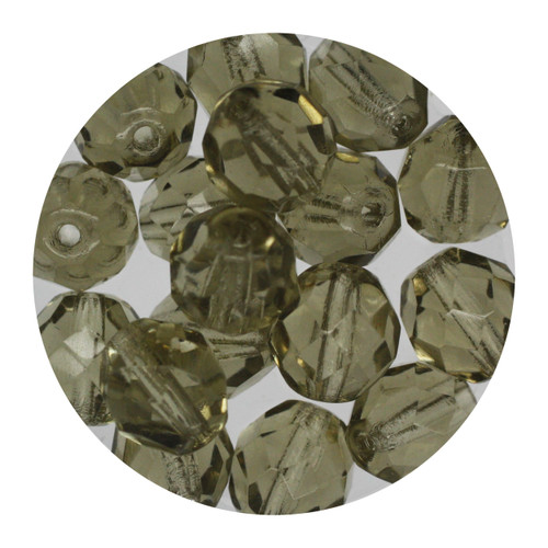 8mm Czech Fire Polished Beads Gray Transparent