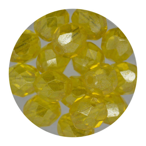 8mm Czech Fire Polished Beads Dark Yellow Luster