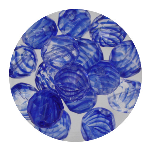 8mm Czech Fire Polished Beads Crystal/Blue Two-Tone