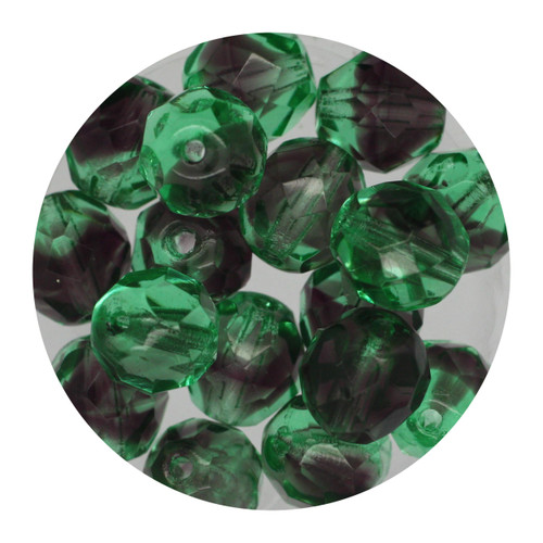 8mm Czech Fire Polished Beads Brown/Green Two-Tone