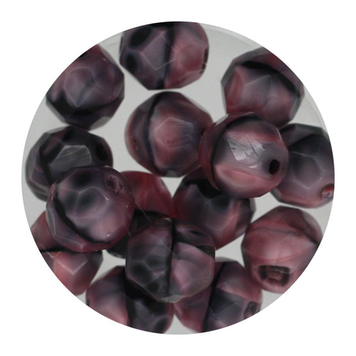 8mm Czech Fire Polished Beads Gray/Pink Two-Tone