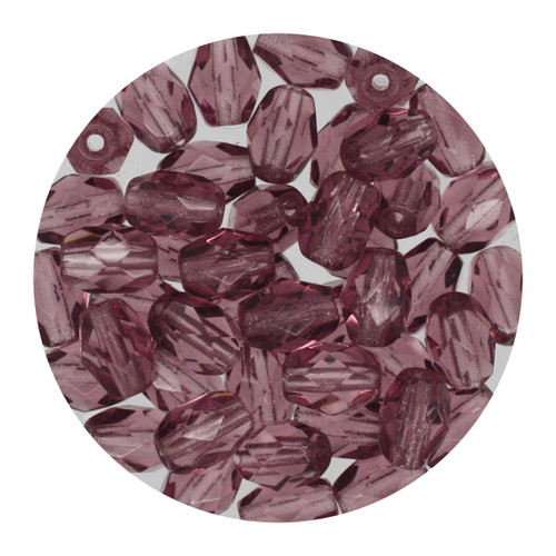 6x4mm Czech Fire Polished Beads Amethyst Transparent