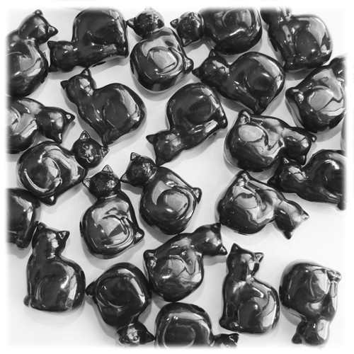 Cat Pony Bead Black Opaque