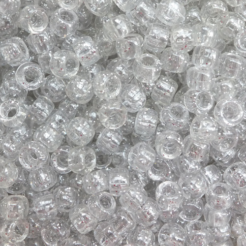 Crow Pony Bead Silver Glitter Sparkle