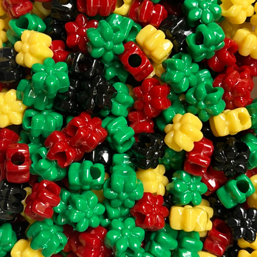 Flower Pony Bead Rasta Red Yellow Green Black Mix Opaque Flower Pony Bead Rasta Red Yellow Green Black Mix Opaque
