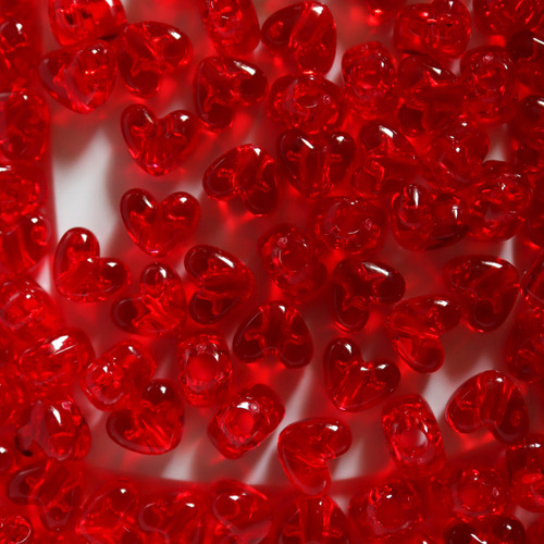 Heart Pony Bead Red Transparent Heart Pony Bead Red Transparent
