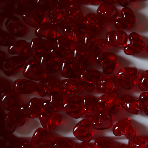 Heart Pony Bead Garnet Red Transparent Heart Pony Bead Garnet Red Transparent