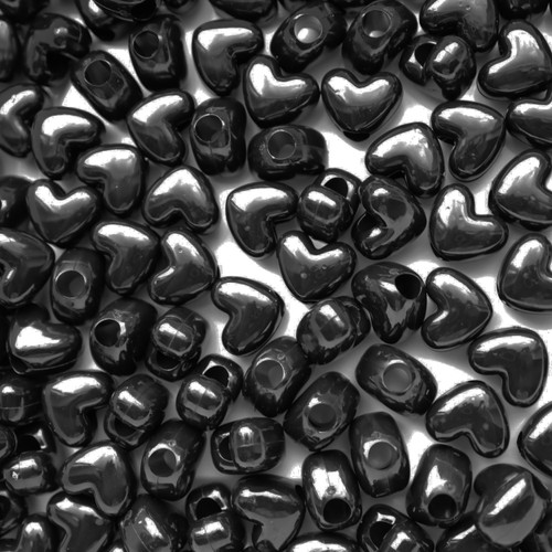 Heart Pony Bead Black Opaque Heart Pony Bead Black Opaque