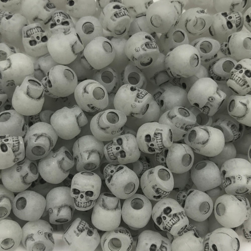 Skull Pony Bead Antique White Nightglow Skull Pony Bead Antique White Nightglow