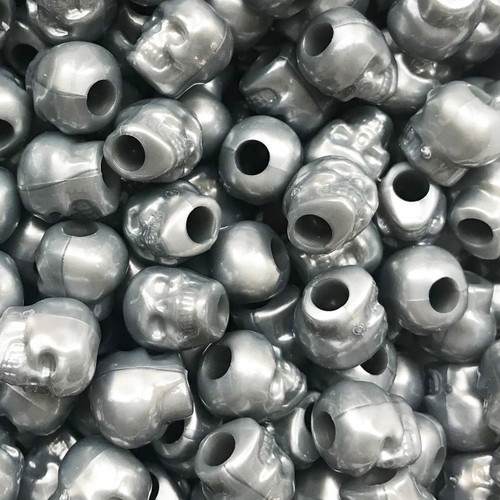 Skull Pony Bead Silver Pearl Skull Pony Bead Silver Pearl