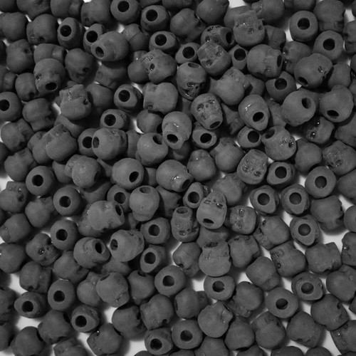 Skull Pony Bead Black Matte Frosted