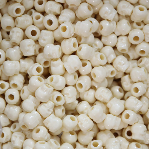 Skull Pony Bead Ivory Opaque Skull Pony Bead Ivory Opaque