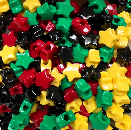 Star Pony Bead Rasta Red Yellow Green Black Mix Opaque Star Pony Bead Rasta Red Yellow Green Black Mix Opaque